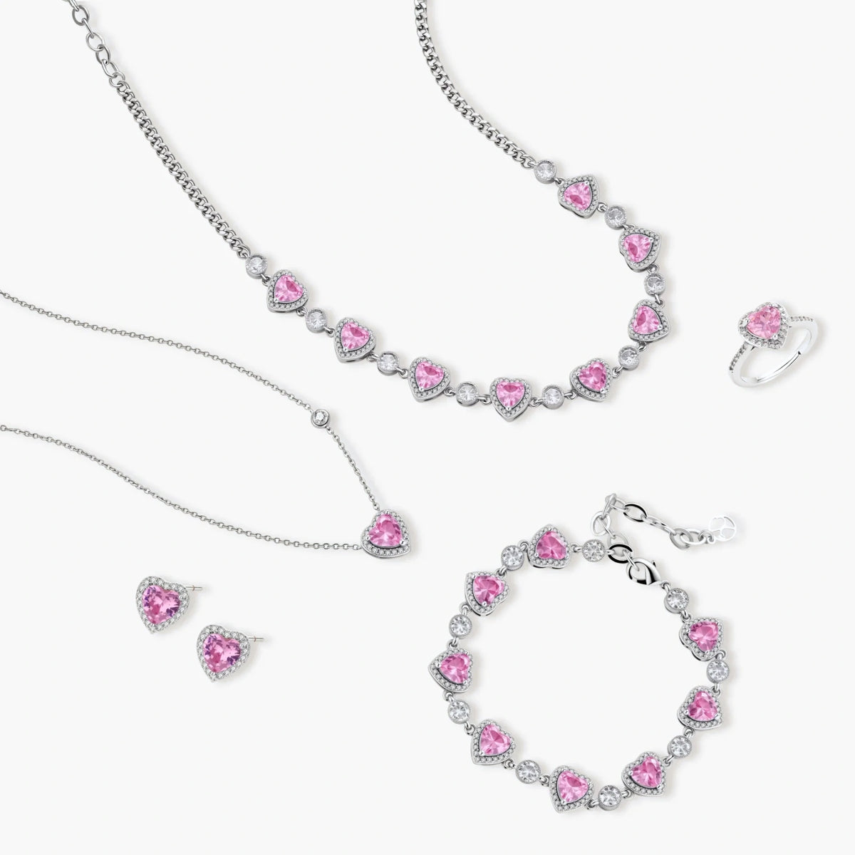 Pink Heart Romance Jewelry Set